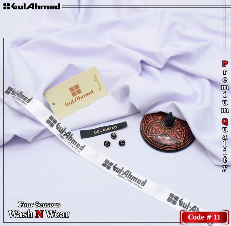 Gul Ahmed Men's Unstitched Wash And Wear Plain Suit